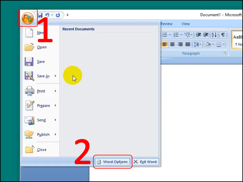 V&agrave;o Word Options